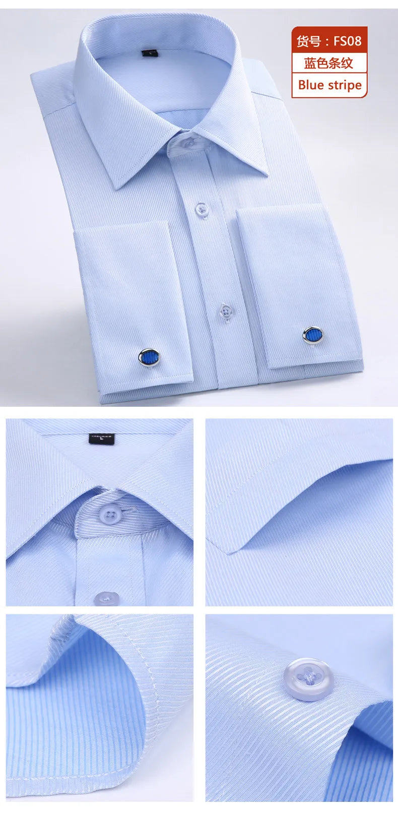 Men's French Cuff Dress Shirt(white)