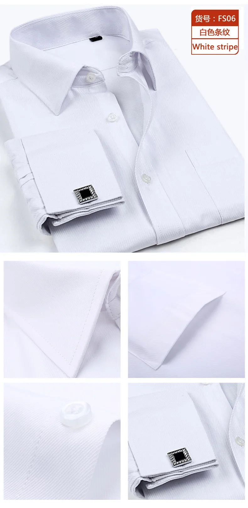 Men's French Cuff Dress Shirt(white)