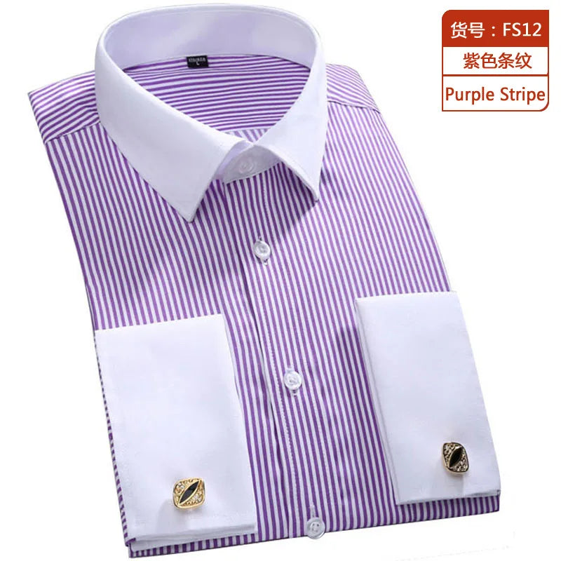 Men's French Cuff Dress Shirt(white)