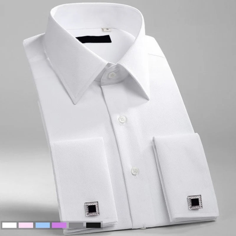 Men's French Cuff Dress Shirt(white)