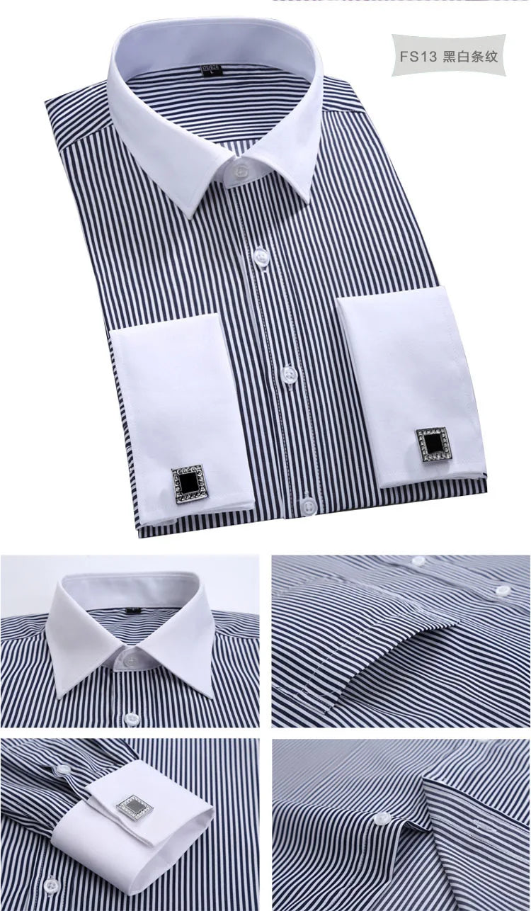 Men's French Cuff Dress Shirt(white)