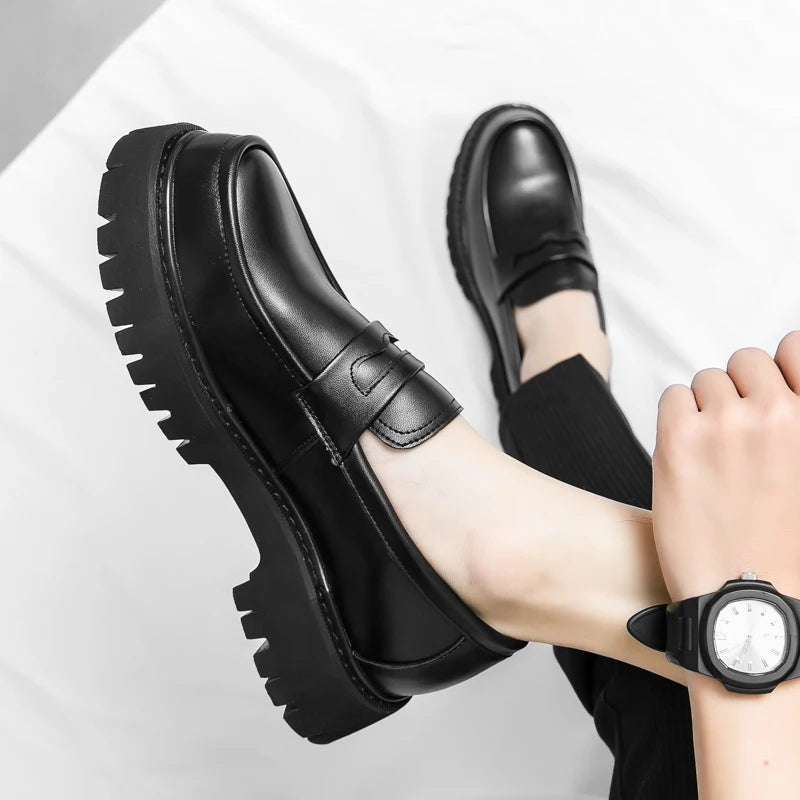 Men's Black Platform Loafers