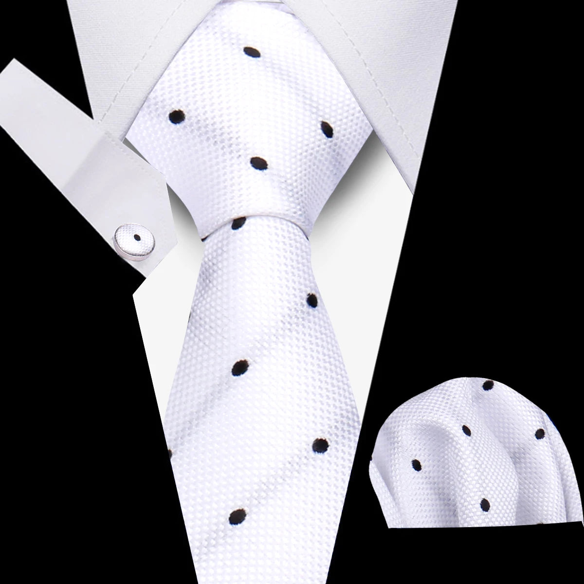 Men's Business Necktie Set Classic Plaid Cufflinks Handkerchief
