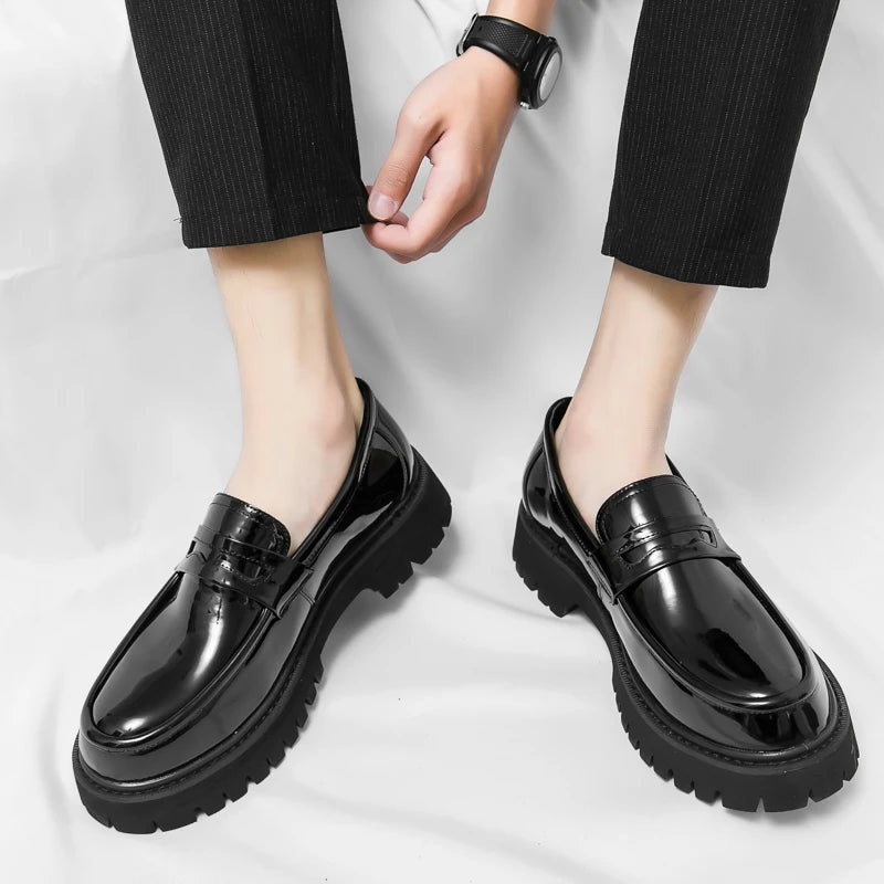 Men's Black Platform Loafers