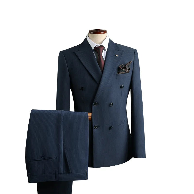 Men's Double-Breasted Blazer-Business Formal Wear