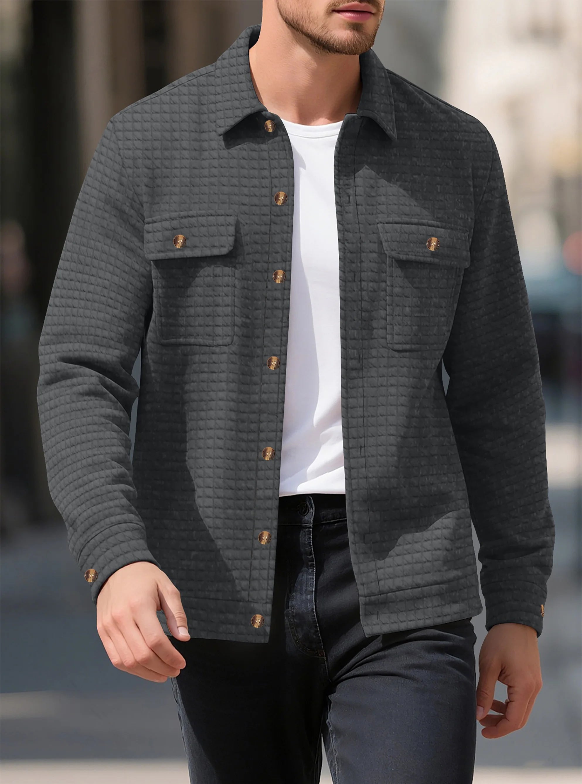 Men’s Casual Long-Sleeve Shirt Jacket