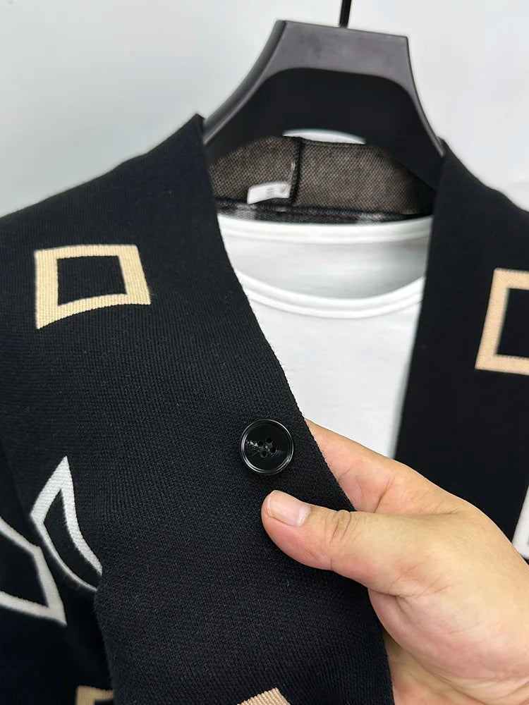 Men's Jacquard Knit Cardigan