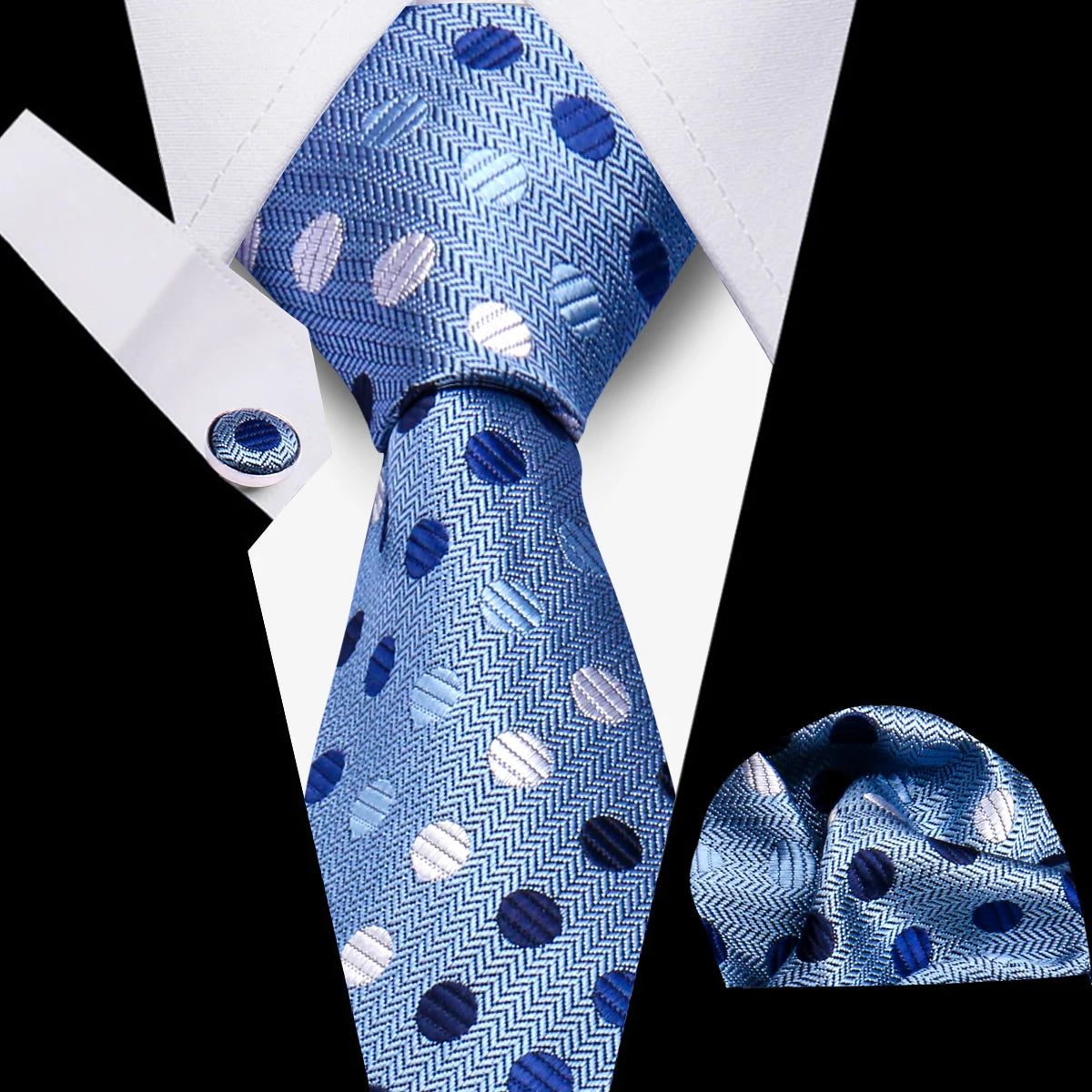 Men's Business Necktie Set Classic Plaid Cufflinks Handkerchief