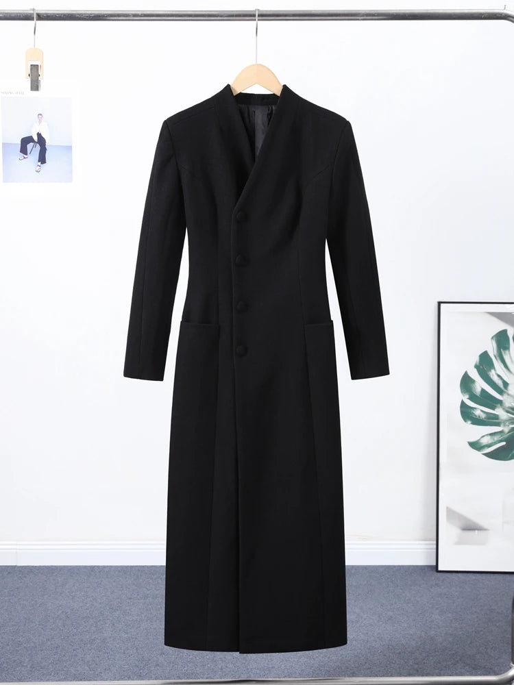 Women's Slim-Fit Long coat with Belt-Winter Outerwear