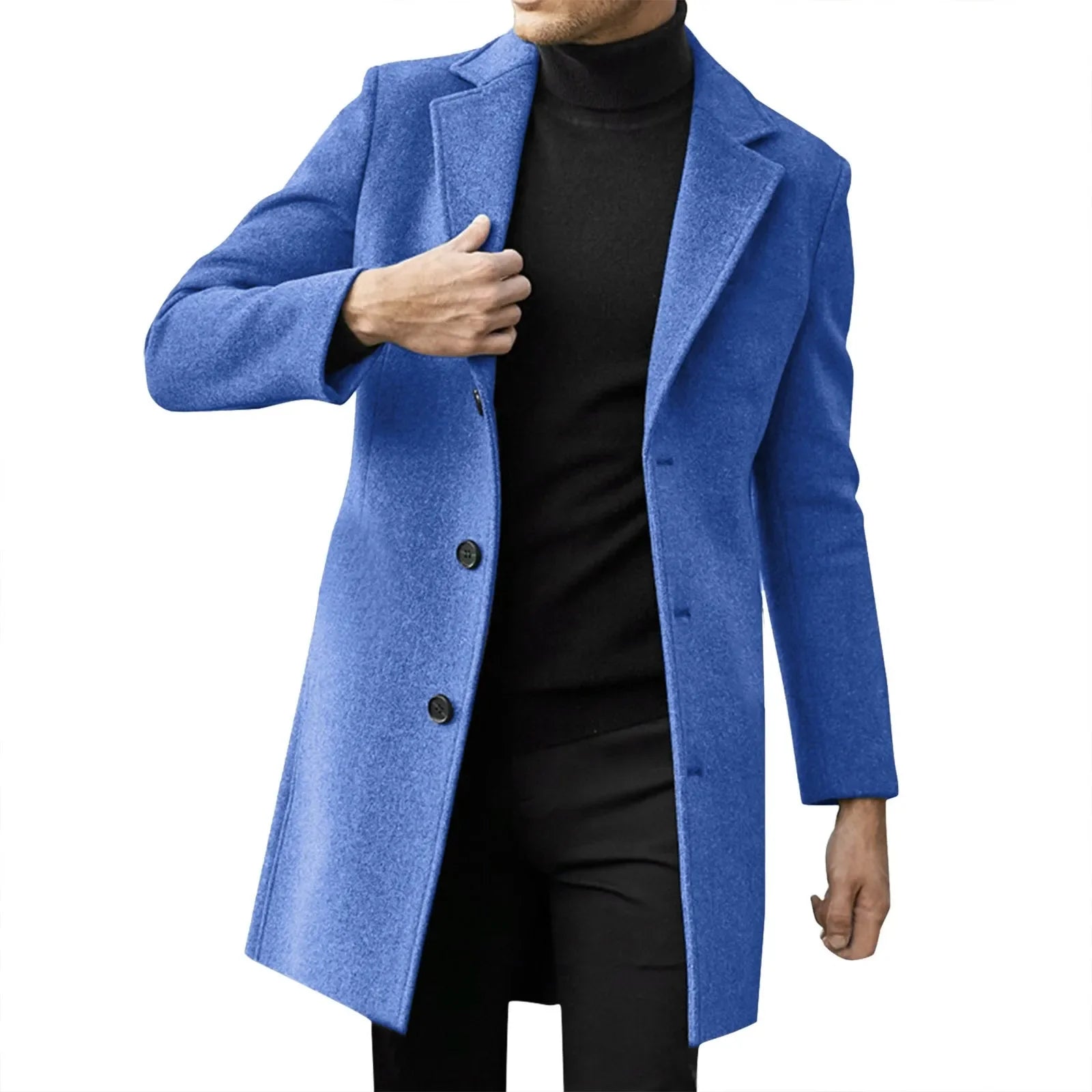 Men's Wool-Blend Trench Coat-Casual Business Style