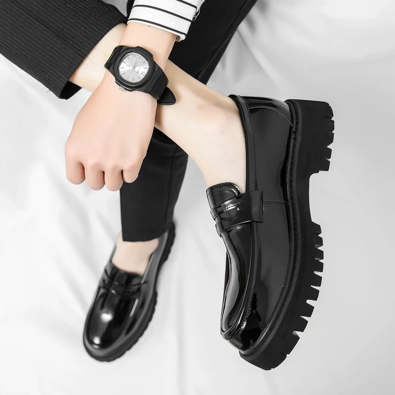 Men's Black Platform Loafers
