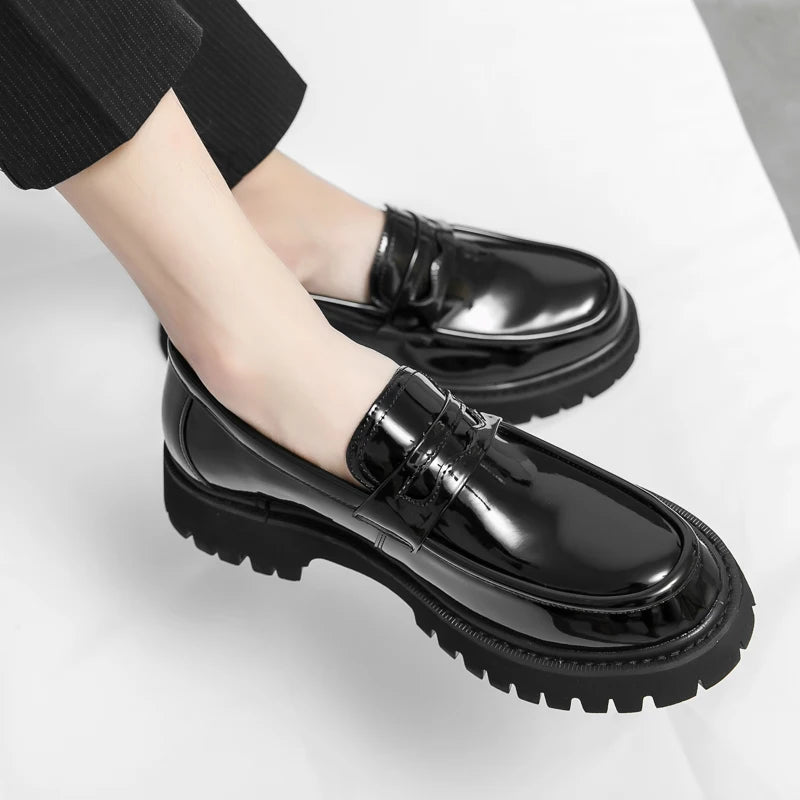Men's Black Platform Loafers