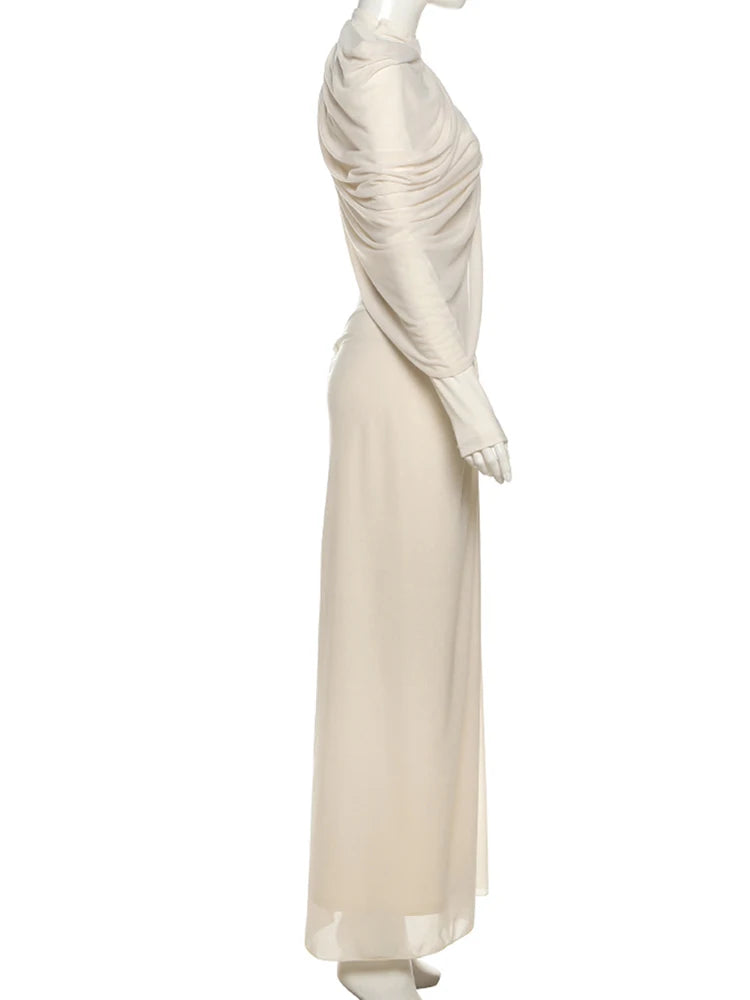 Rushed Shawl Neck Maxi dress