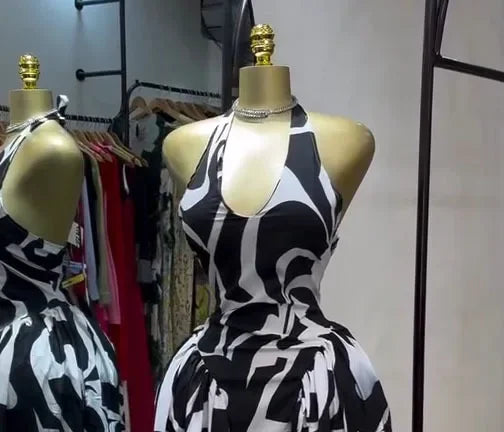 African Print Off-Shoulder Midi Dress