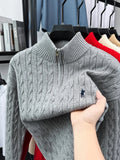 Men’s Half-Zip Knit Sweater with Embroidered Detail
