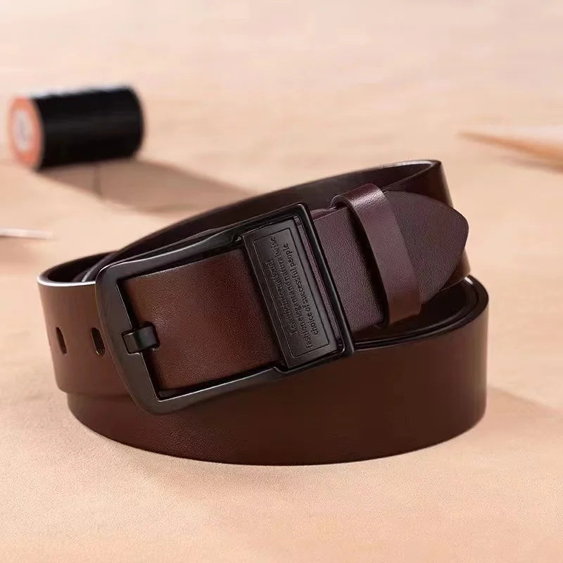Genuine Leather Men’s Belt with Metal Buckle