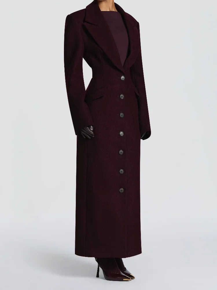 Women's Slim-Fit Long coat with Belt-Winter Outerwear
