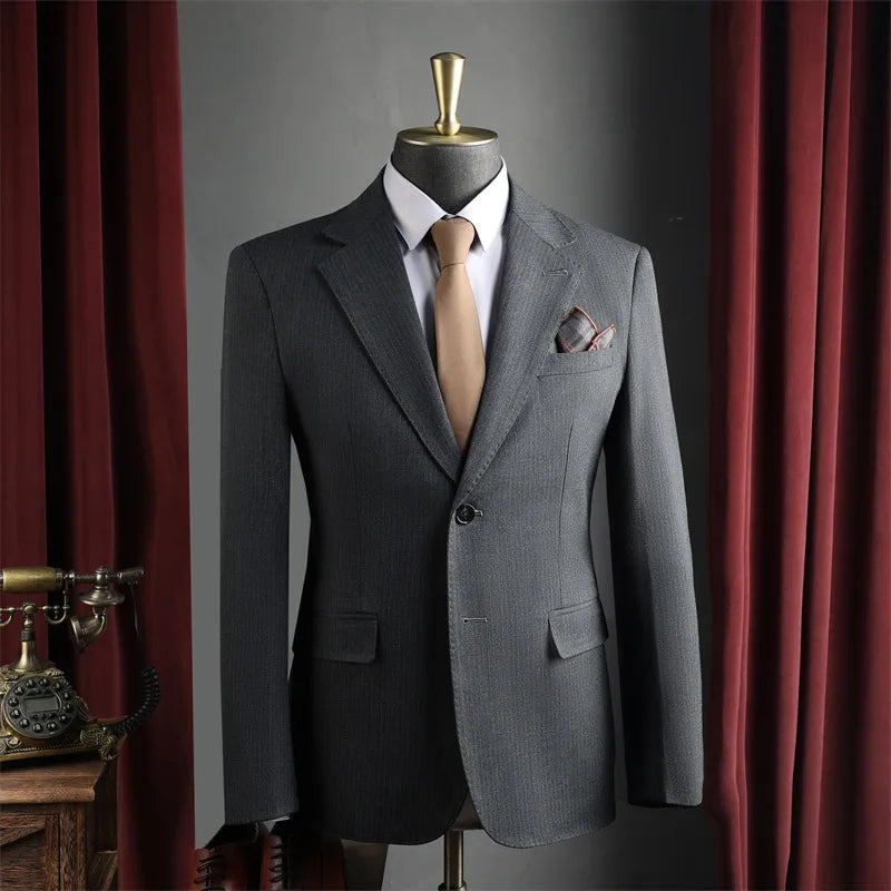 Men's Double-Breasted Blazer-Business Formal Wear