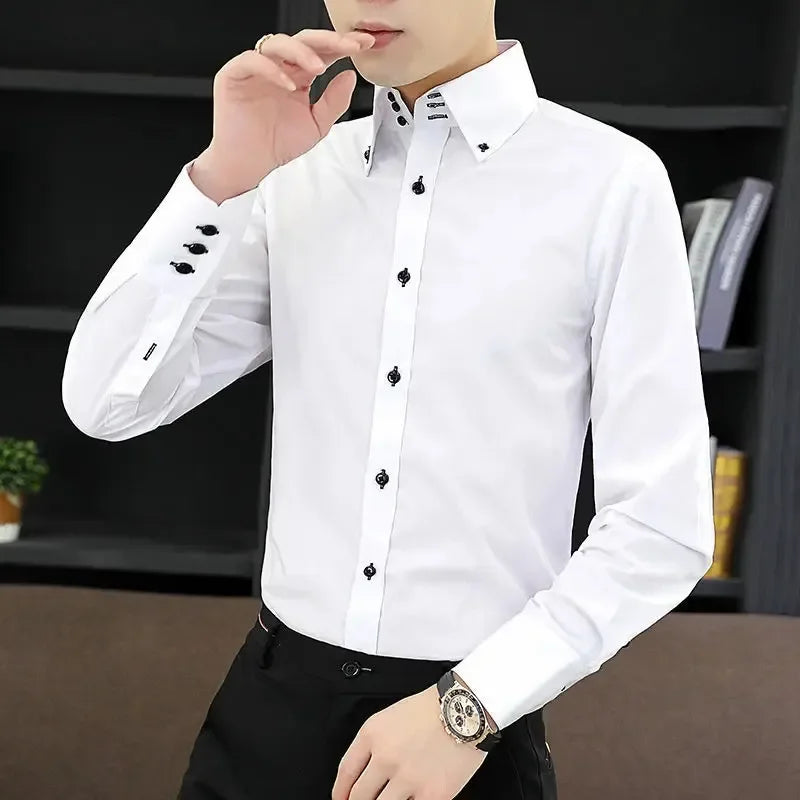 Men’s Slim-Fit Button-Down Dress Shirt