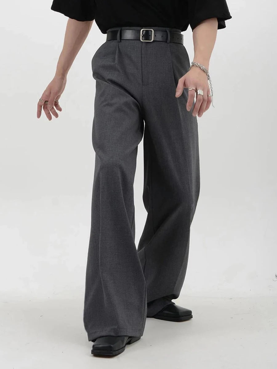 Men's Gray Pleated Suit Pants