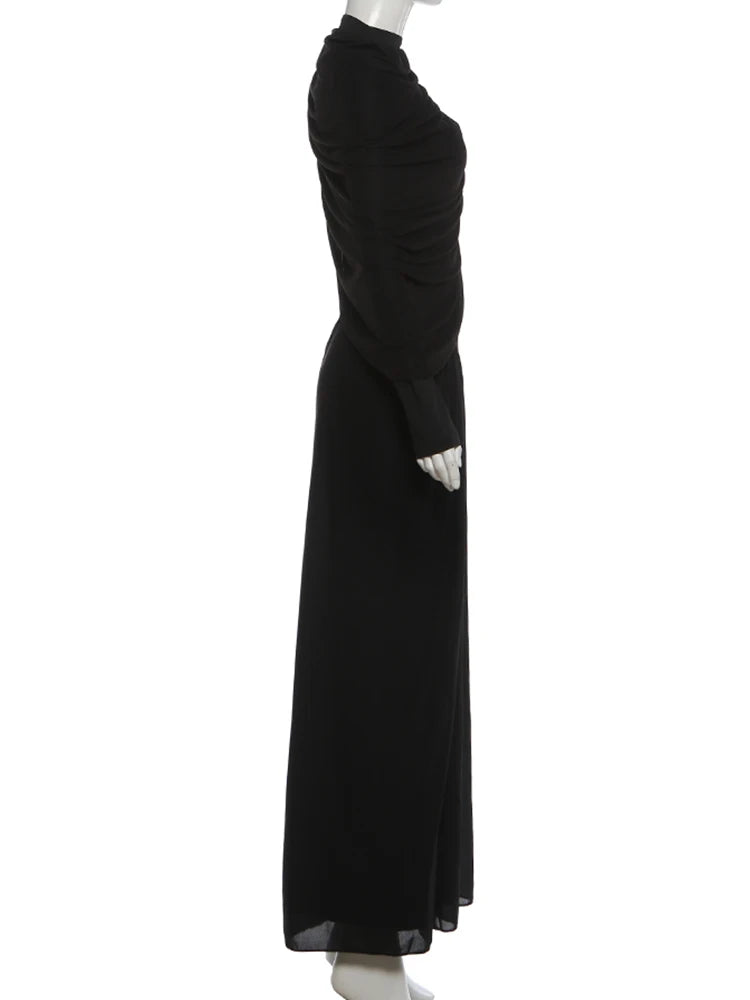 Rushed Shawl Neck Maxi dress