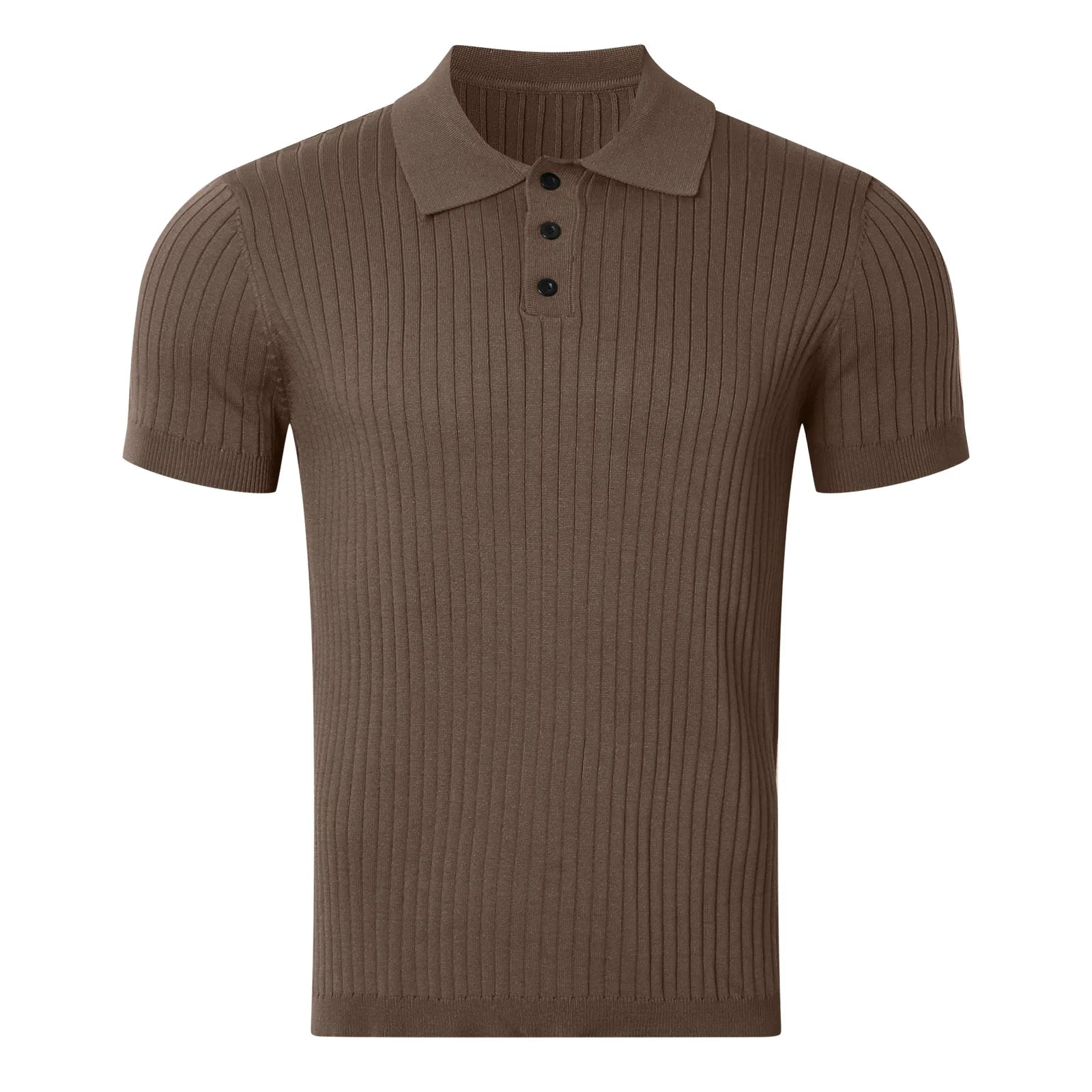 Men’s Knit Striped Polo Shirt – Short Sleeve