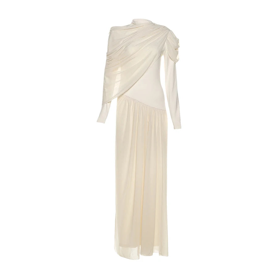 Rushed Shawl Neck Maxi dress