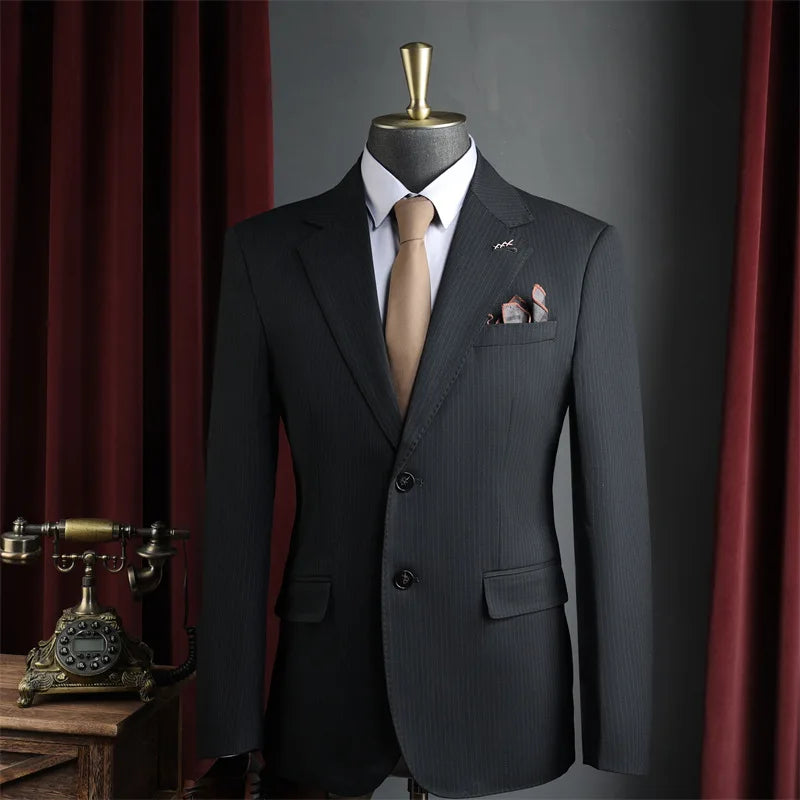Men's Double-Breasted Blazer-Business Formal Wear