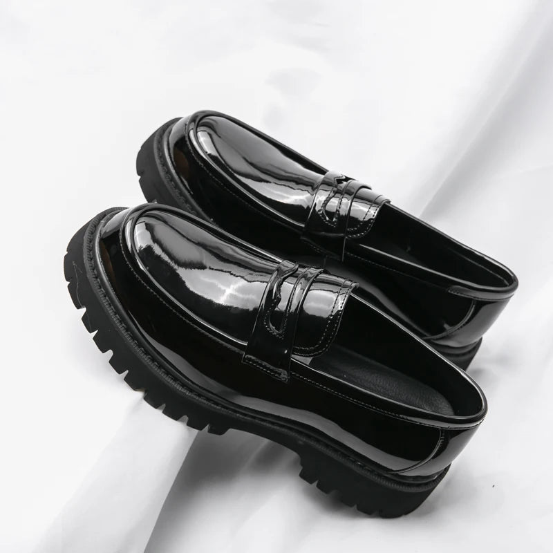 Men's Black Platform Loafers