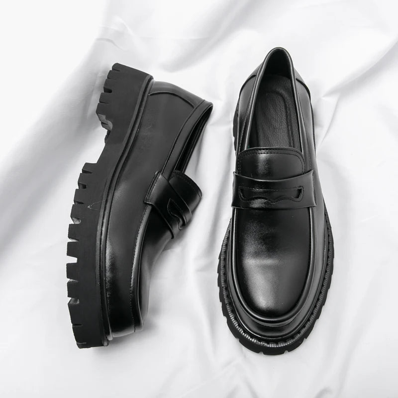 Men's Black Platform Loafers