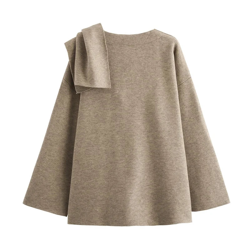 Plush Padded Winter Coat with Asymmetric Scarf-Women