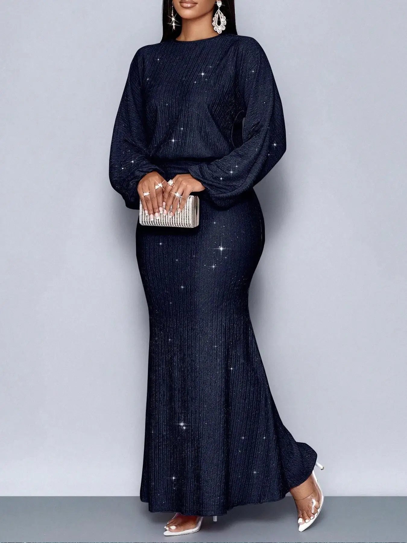 Beaded Long-Sleeve Bodycon Dress