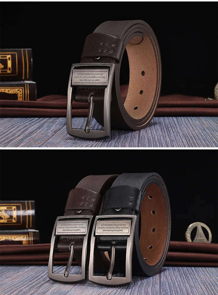 Genuine Leather Men’s Belt with Metal Buckle