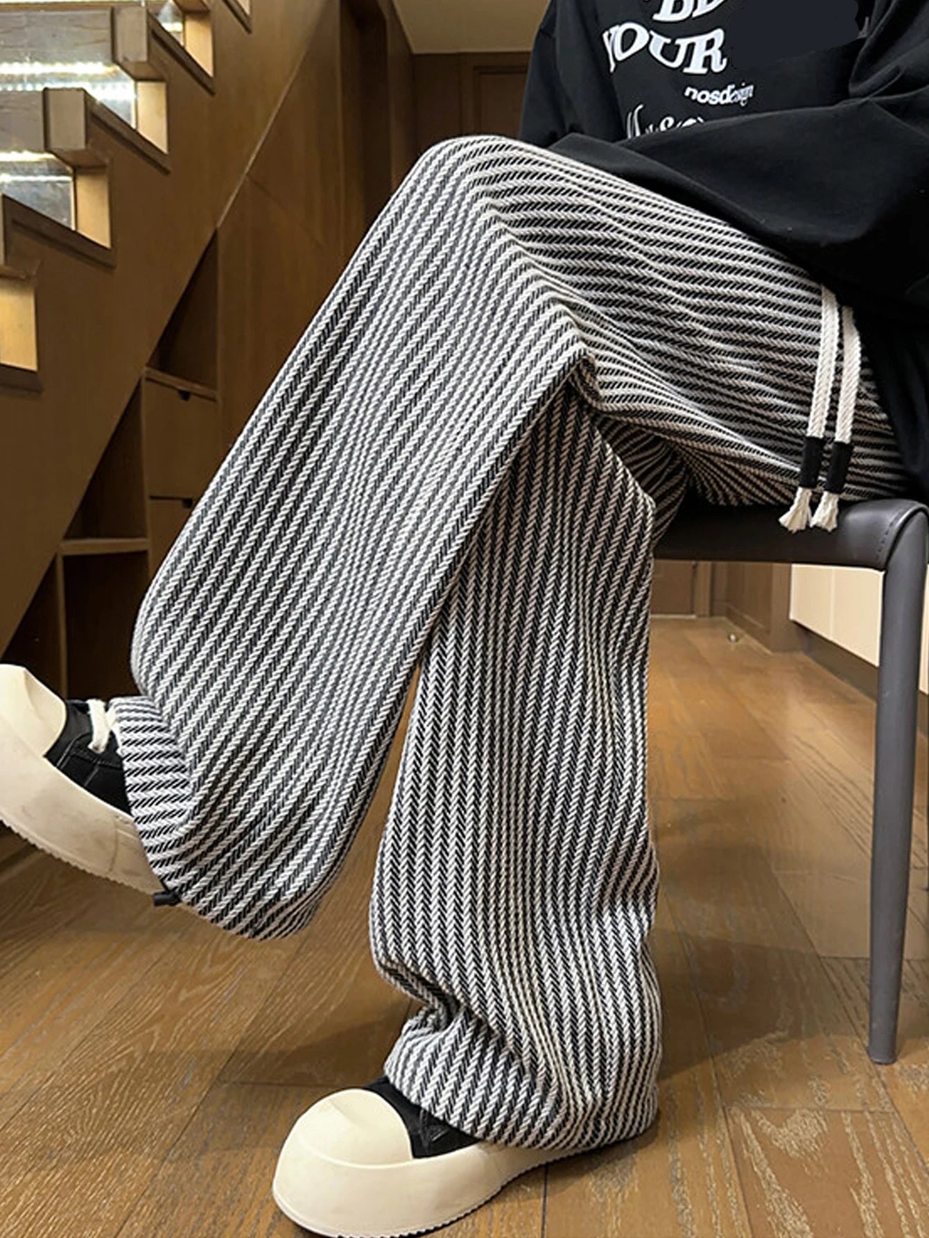 Men’s Striped Casual Pants with Elastic Waist