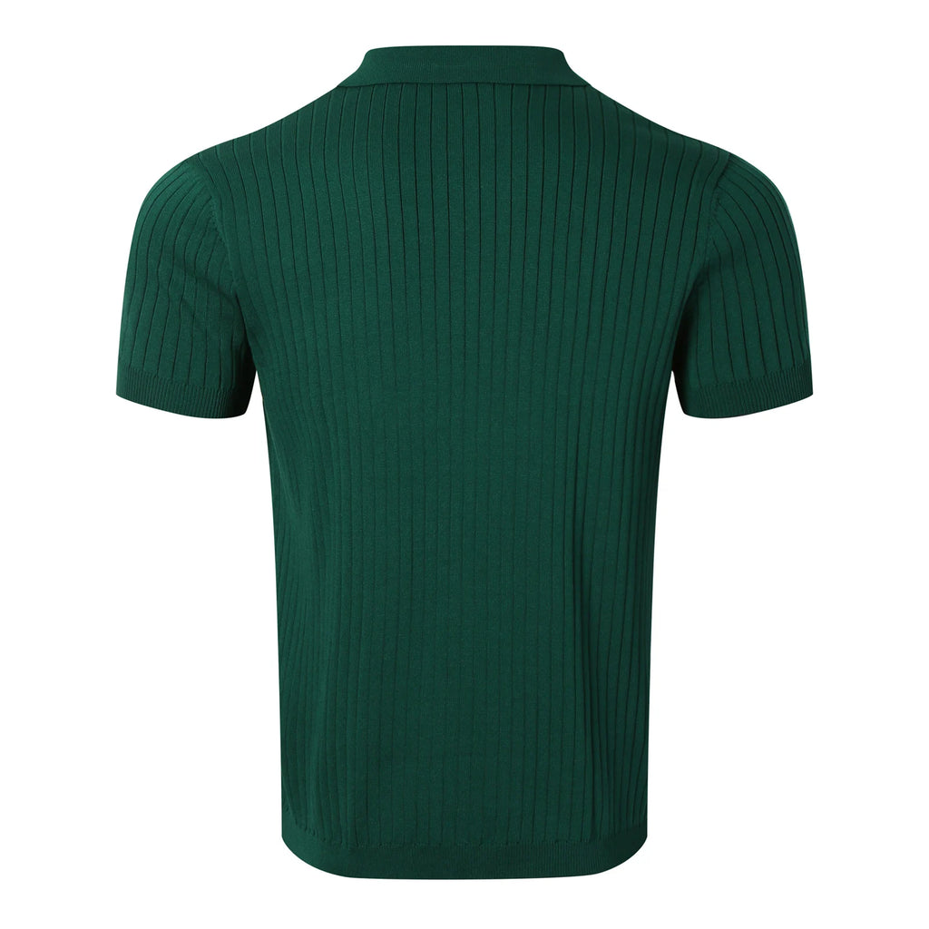Men’s Knit Striped Polo Shirt – Short Sleeve