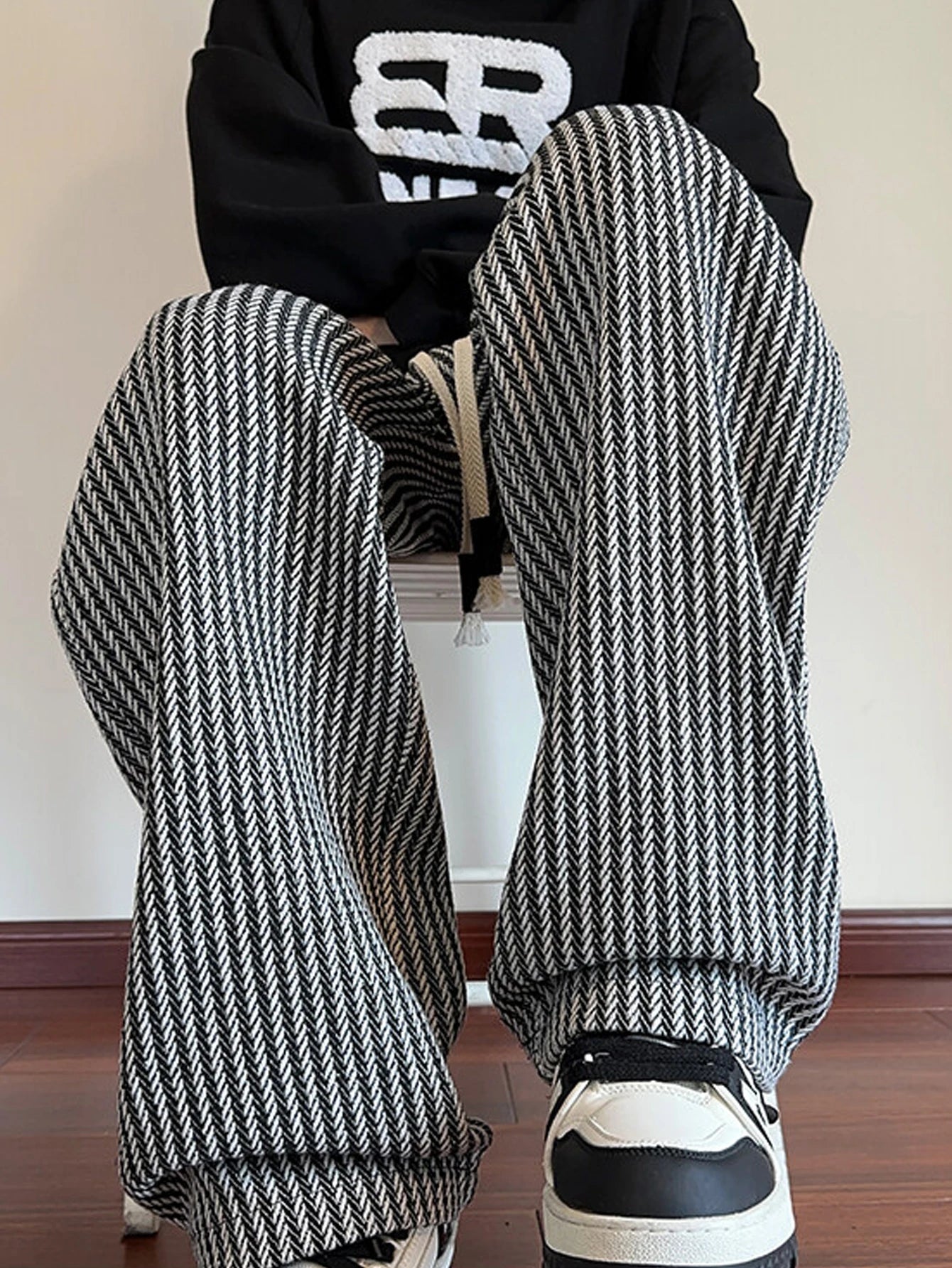 Men’s Striped Casual Pants with Elastic Waist