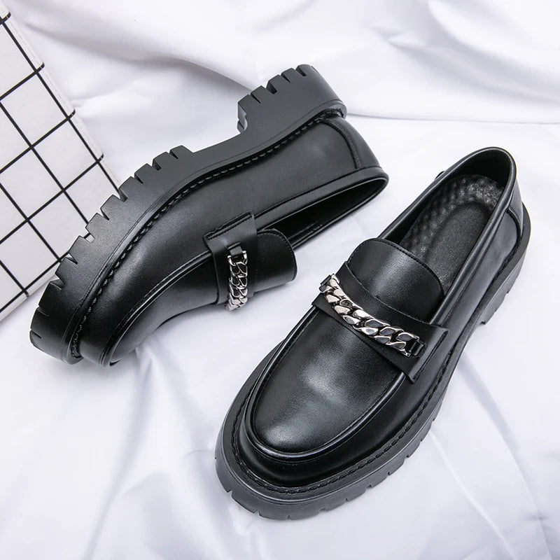 Men's Black Platform Loafers