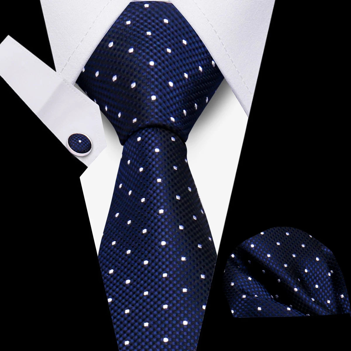 Men's Business Necktie Set Classic Plaid Cufflinks Handkerchief