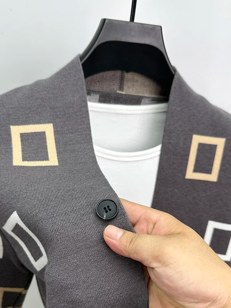 Men's Jacquard Knit Cardigan