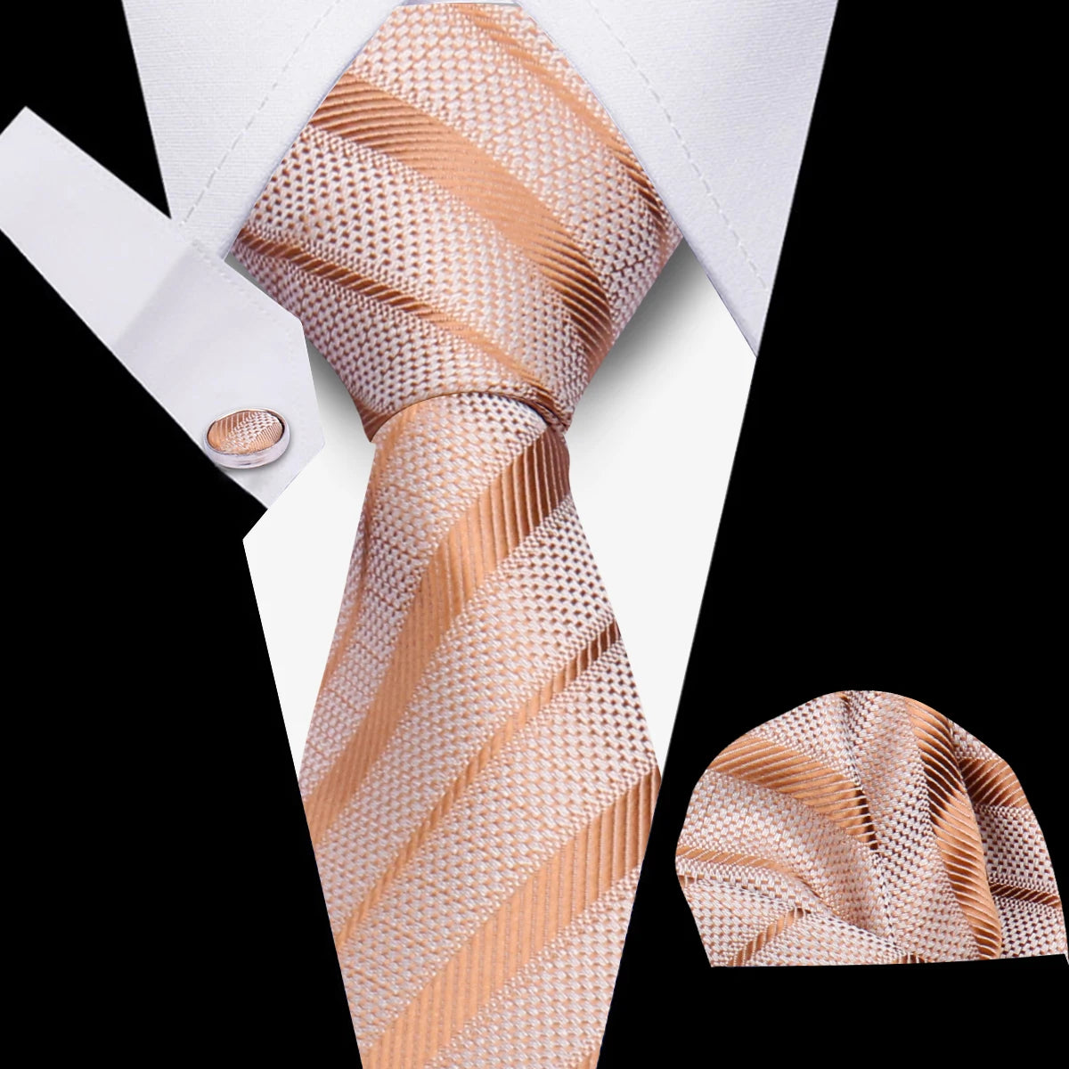 Men's Business Necktie Set Classic Plaid Cufflinks Handkerchief
