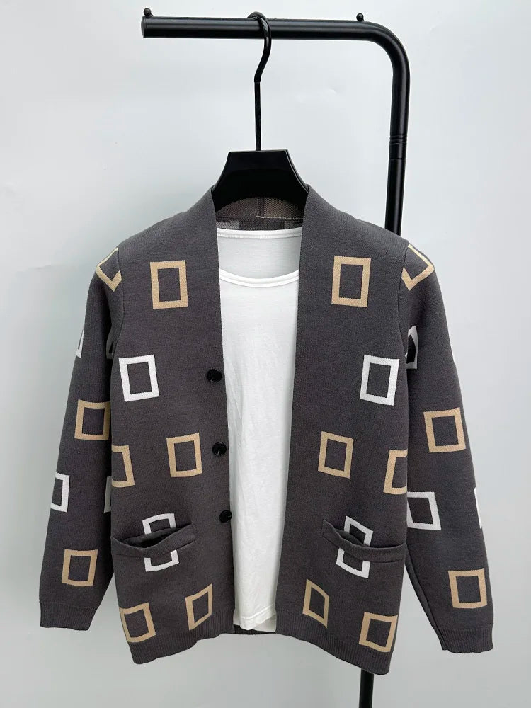 Men's Jacquard Knit Cardigan