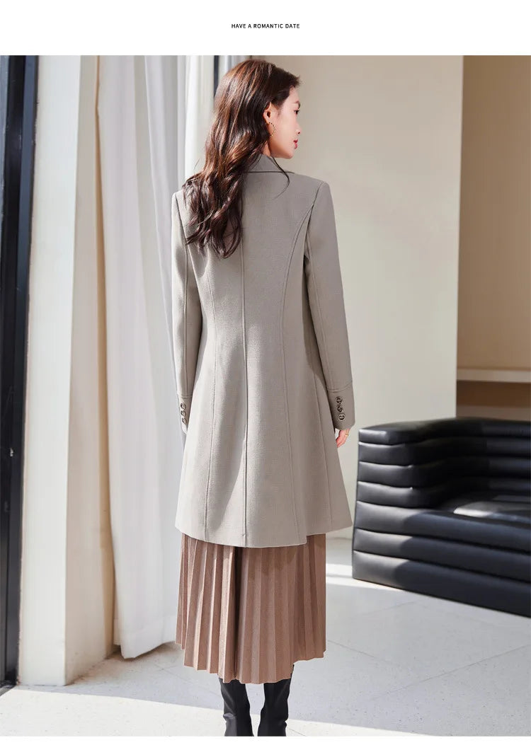 Classic Women's Long Trench Coat-Tailored Fit