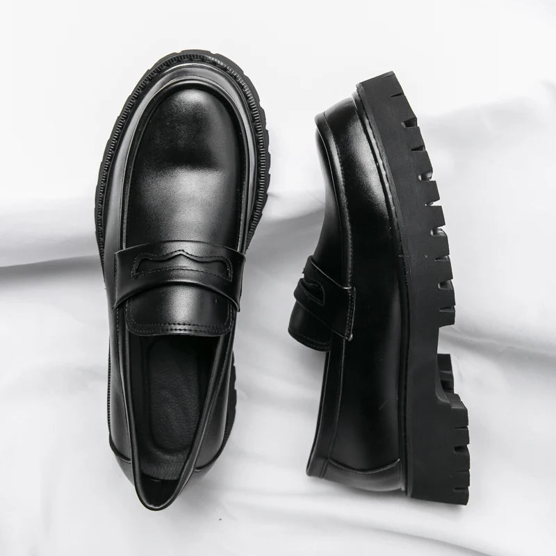 Men's Black Platform Loafers