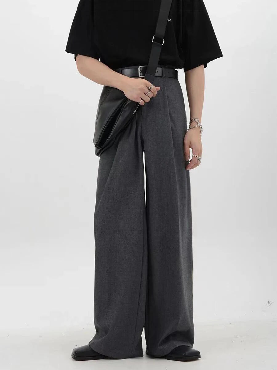 Men's Gray Pleated Suit Pants