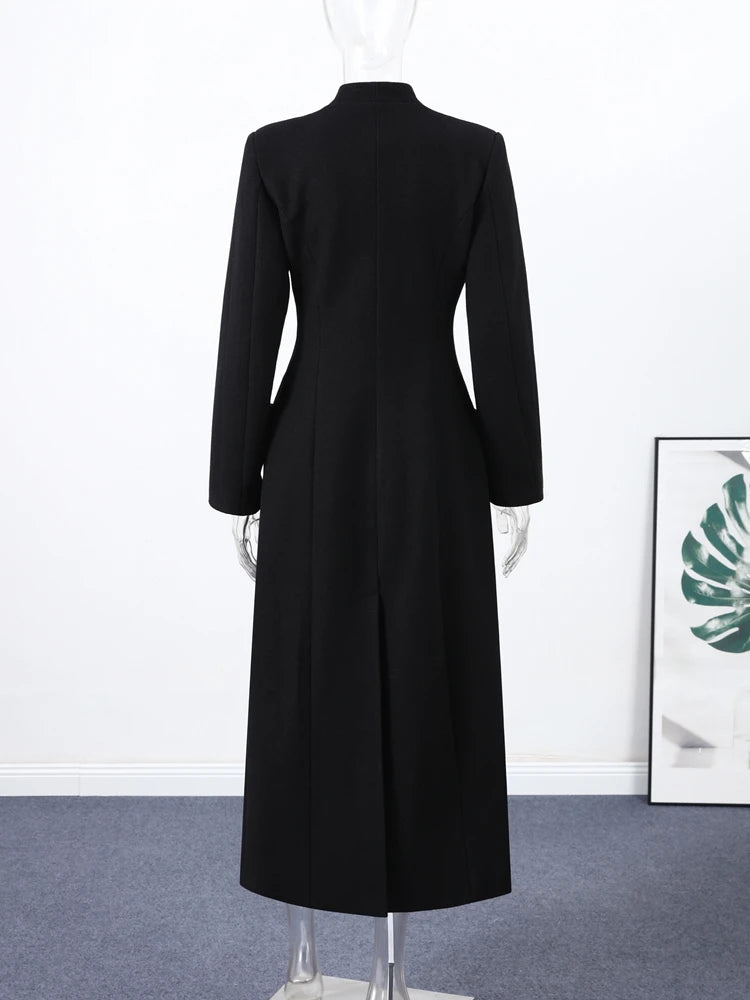 Women's Slim-Fit Long coat with Belt-Winter Outerwear