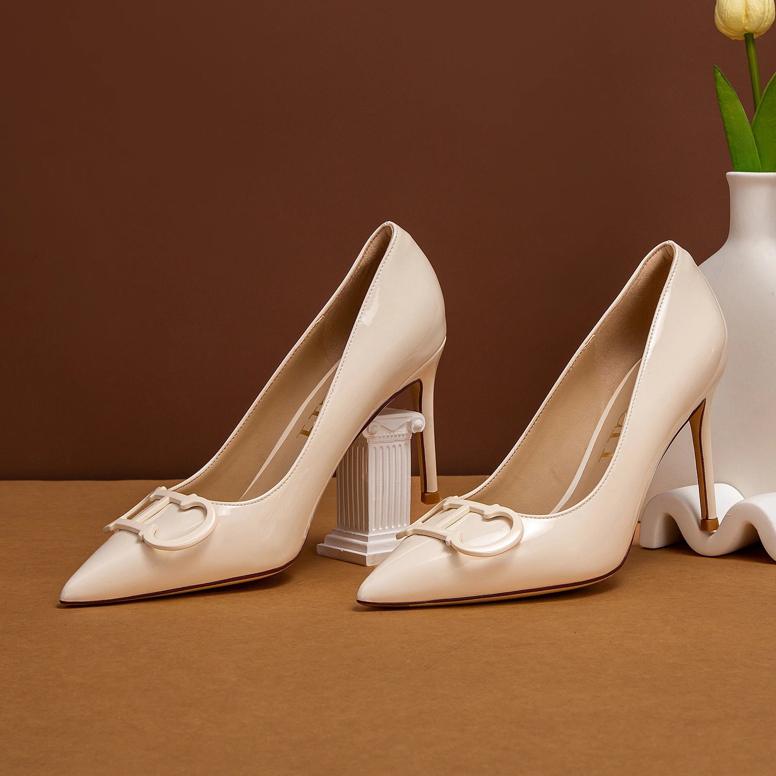 Women's Beige Business Heels