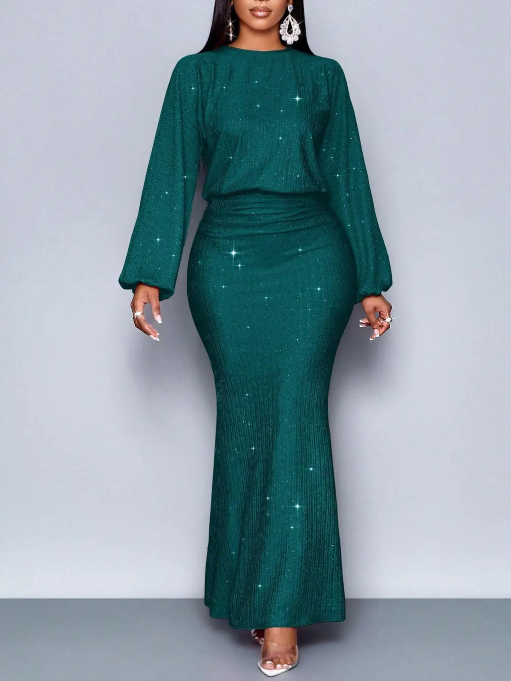 Beaded Long-Sleeve Bodycon Dress