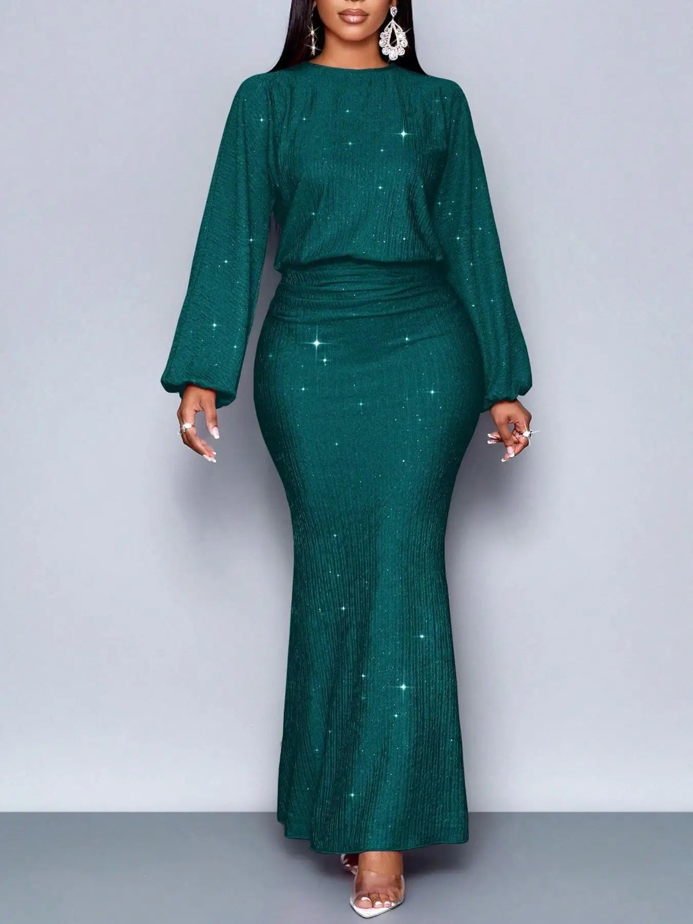 Beaded Long-Sleeve Bodycon Dress