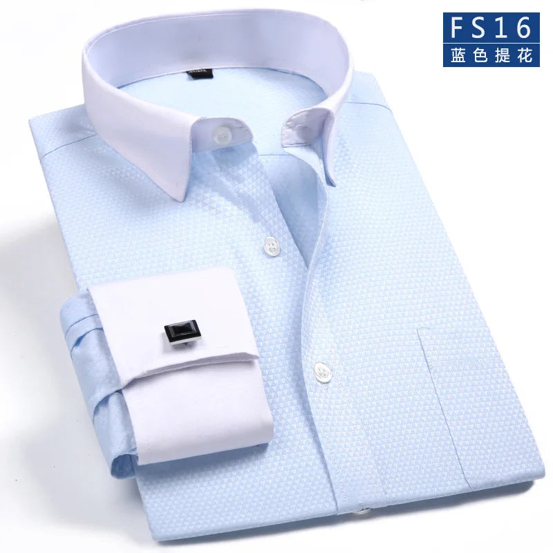 Men's French Cuff Dress Shirt(white)