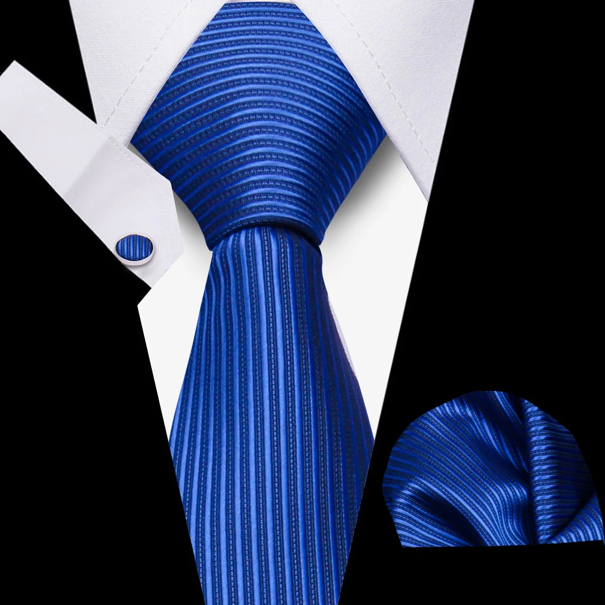 Men's Business Necktie Set Classic Plaid Cufflinks Handkerchief